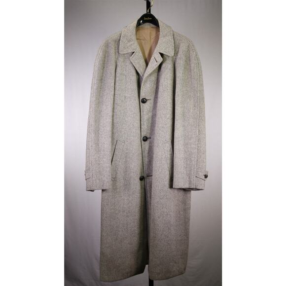 Harris Tweed Yarmouth Royal Store Limited Gray Overcoat Coat 46R - Picture 1 of 8